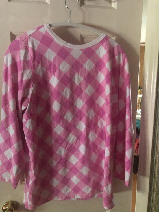 Bob Mackie Tops - Bob Mackie Pink and white bold stripes thin sweatshirt/top Sz Lg